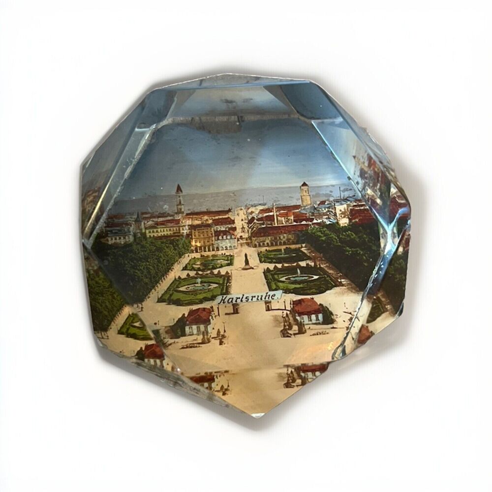 Antique Glass Crystal Paperweight Karlsruhe Germany 3 Inches